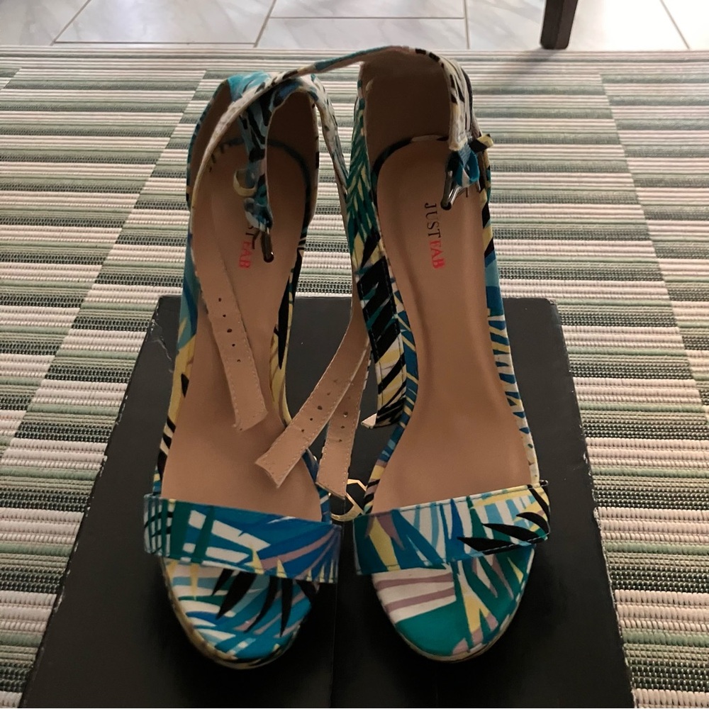 JustFab Blue and Yellow  ifWedge Shoes